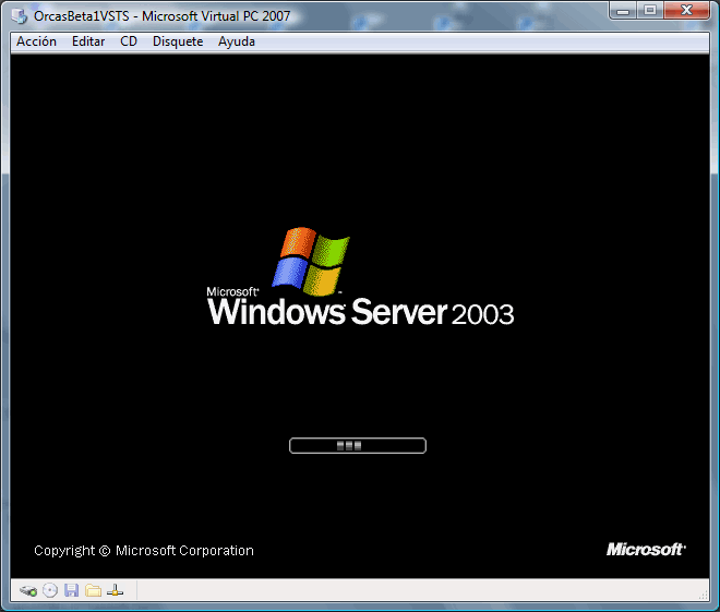 Figura 7. Iniciando el Windows Server 2003 de la mquina virtual