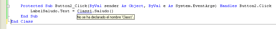 Figura 3. Error cuando tenemos clases de diferentes lenguajes en el sitio Web
