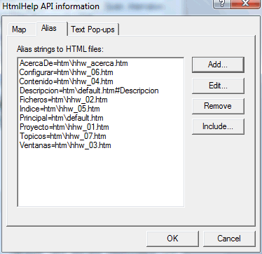 Figura 6. Los Alias a usar desde el fichero include