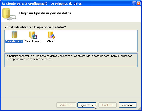 Figura 4. Asistente para la configuración de orígenes de datos
