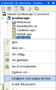 Figura 8. Establecer la p�gina de inicio de la aplicaci�n Web