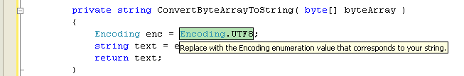 El c�digo del snippet para crear una funci�n que convierte un array de bytes en una cadena