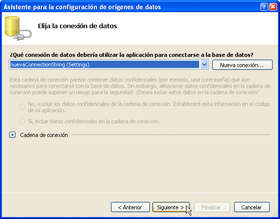 Figura 11. Usamos la cadena de conexi�n que hemos modificado