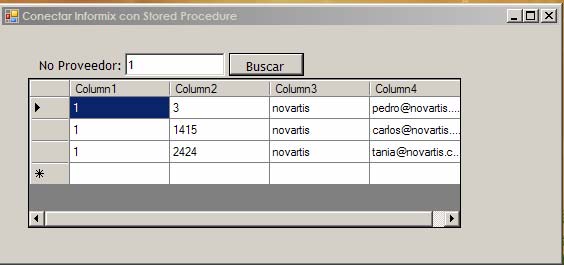 Form Conectar Informix SP resultados.