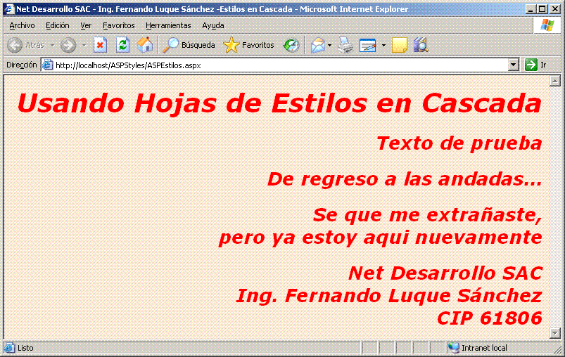 Estilos - Web Form Inicial