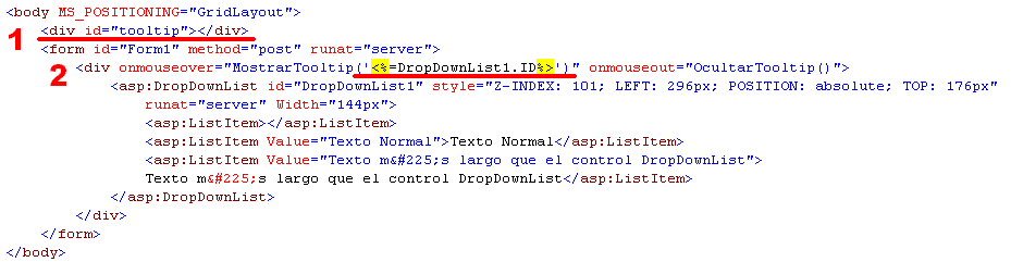 Cdigo Tooltip dropDownList