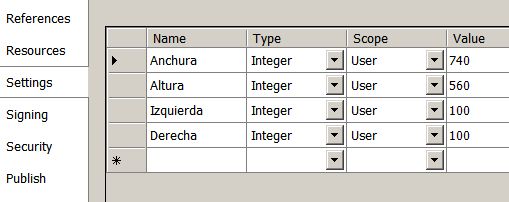 User settings