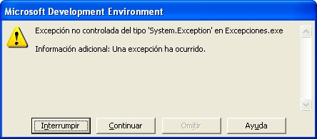  Throw New System.Exception(Una excepcin ha ocurrido.)