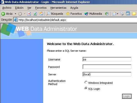 Instalando y Configurando MSDE y SQL Web Data Administrator