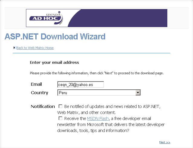 Instalando ASP.NET Web Matrix