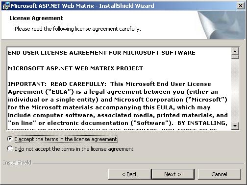 Instalando ASP.NET Web Matrix