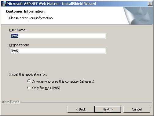 Instalando ASP.NET Web Matrix