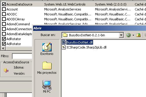 Instalar el control en la toolbar de VS 2005