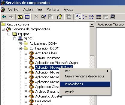 Menu contextual Excel app