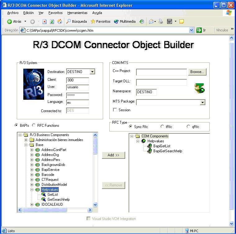 DCOM: creacin del proyecto para carga de combos