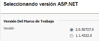 Figura 1. Configurar la versión de .NET