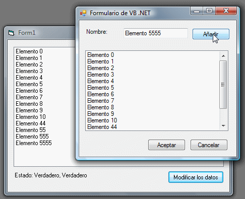 La aplicación compilada de VB6 con el formulario de .NET