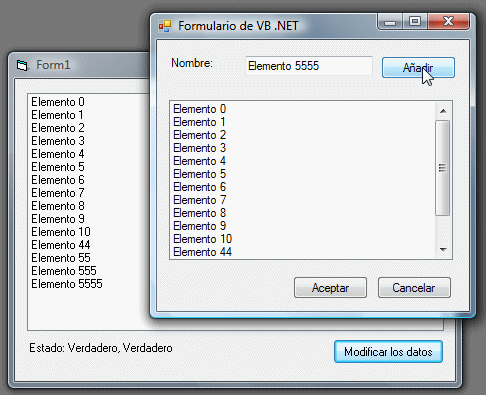La aplicaci�n compilada de VB6 con el formulario de .NET