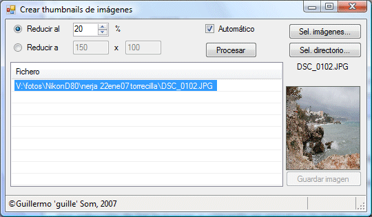 Figura 1. La utilidad de crear thumbnails en ejecucin