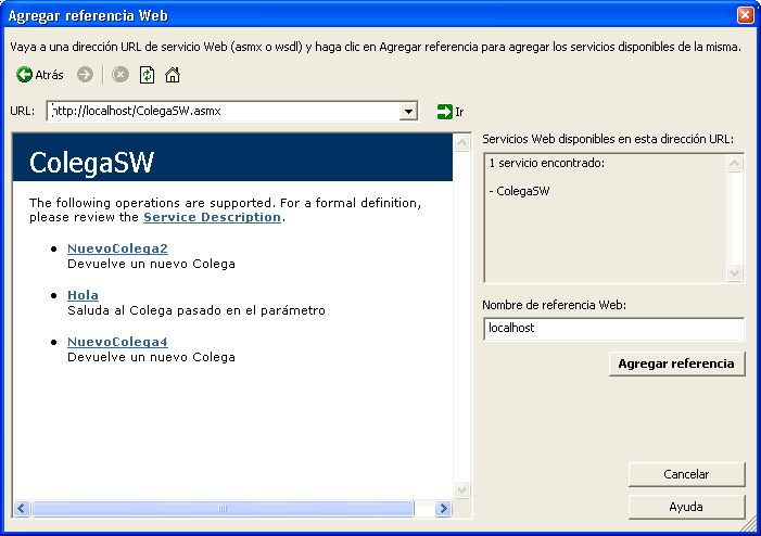 Figura 2. Añadir una referencia al servicio Web