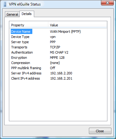 Figura 22. Detalles de la conexión VPN