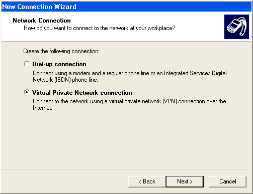 Figura 3. Seleccionamos Virtual Private Network connection