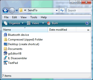 Figura 1. La carpeta con los elementos de SendTo