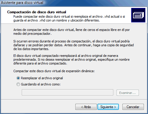 Figura 17. Opciones de compactación