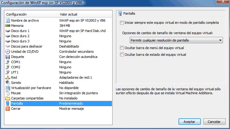 Figura 6. Configuración de la pantalla