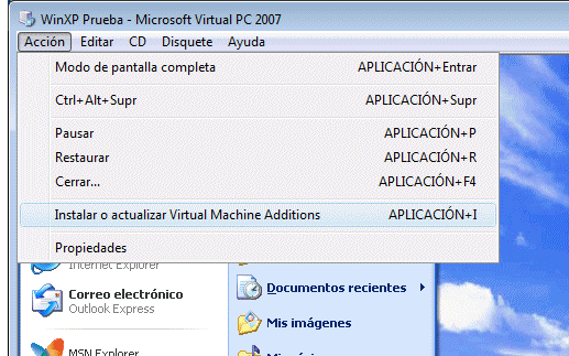 Figura 6. Instalar las Virtual Machine Additions