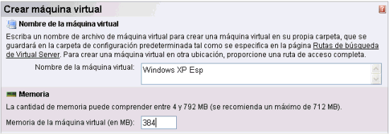 Figura 4. Crear mquina virtual, nombre y memoria
