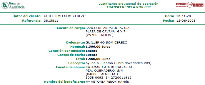 Ingreso de lo cobrado por la venta de mi libro Novedades de Visual Basic 9.0