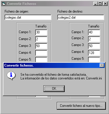 el programa conversor en funcionamiento