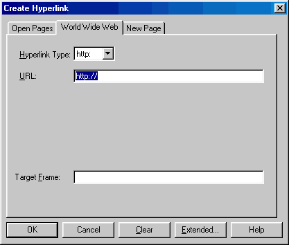 cuadro de di�logo para hiperlinks