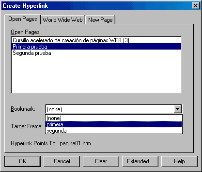 Crear hiperlink dentro de una p�gina