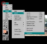 El men� del Photoshop en la caja de herramientas