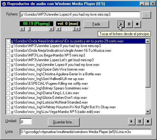 gsPlayWMP en funcionamiento