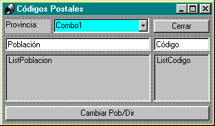 pantalla para los cdigos postales